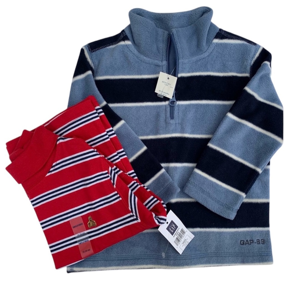 BABY GAP Bundle Pullover Fleece BABY GAP Striped Turtleneck Boys Size 18-24M New